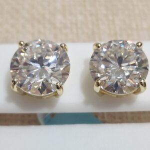 Gold and Moissanite Stud Earrings